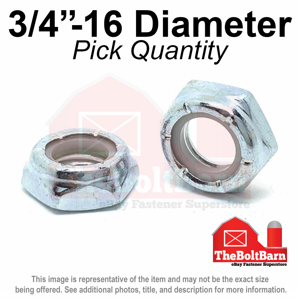 3/4"-16 Grade A Nylon Insert Hex Jam Lock Nuts Zinc FINE Nylok (Pick Quantity)