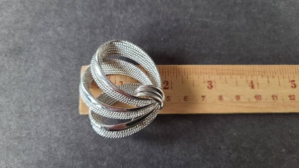Monet Silver Triple Loop Bow Brooch