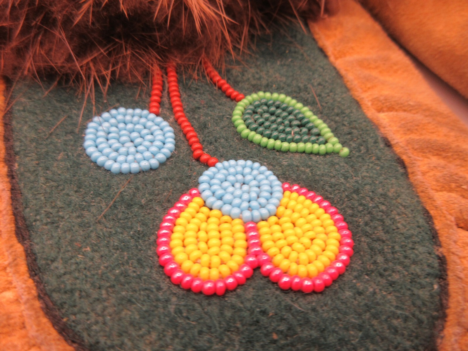 Antique Native American Indian Ojibwe Leather Beaded Moccasins Adult Baby