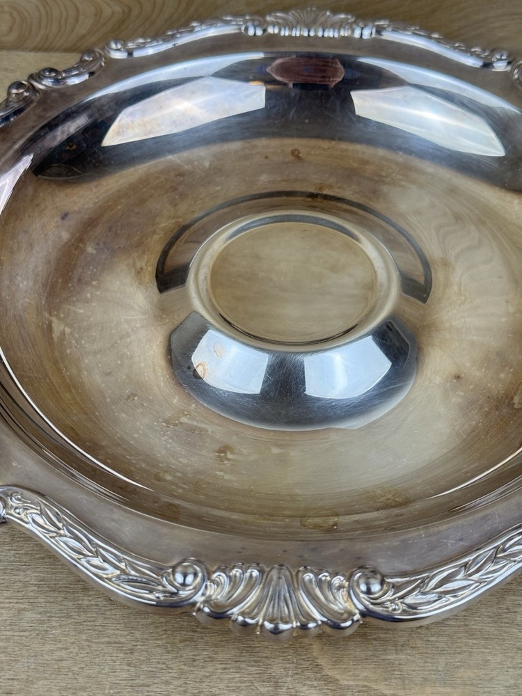 Vintage Sheridan Taunton Silver Plate Serving Tray Glass Bowl Chip n Dip 343