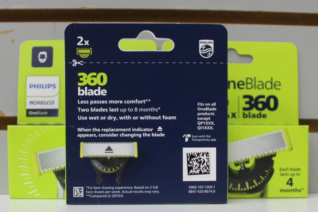 Lot Of 3 - Philips Norelco OneBlade 360 Replacement Blades 2 Per Pack = 6 Blades