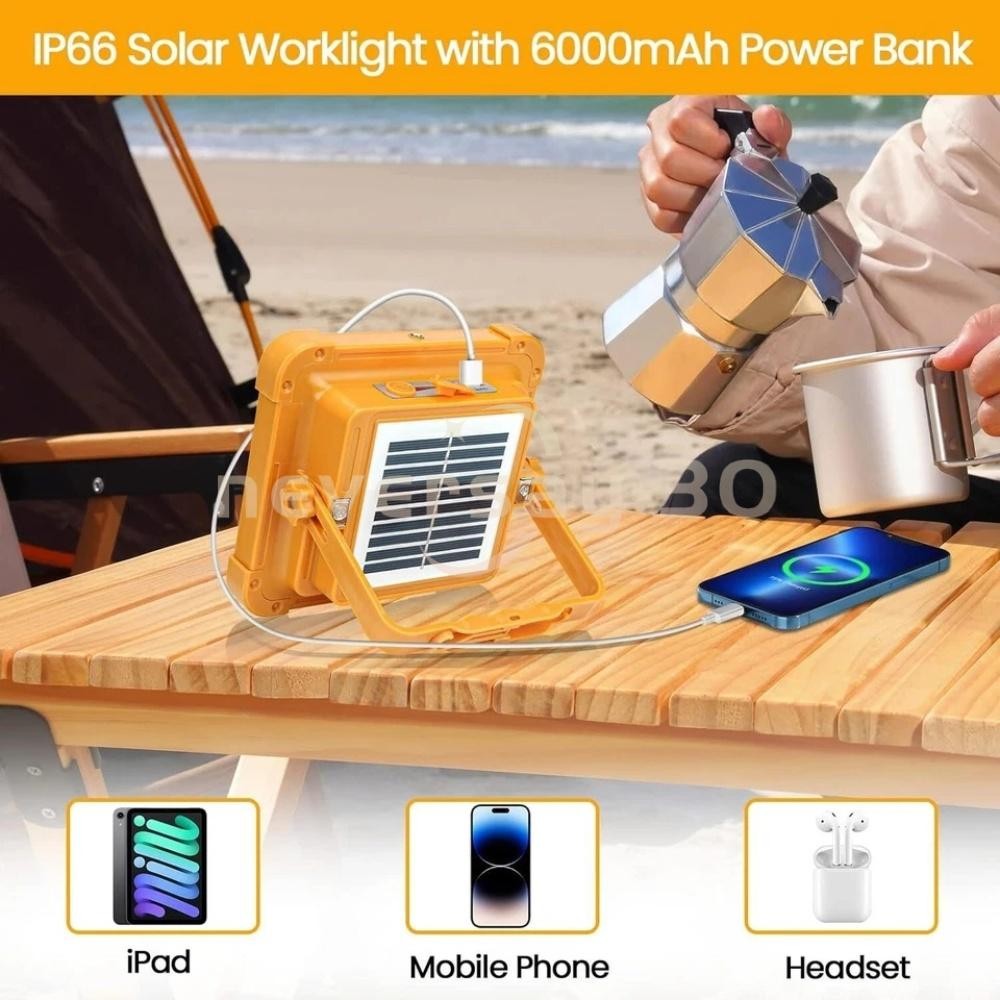 Portable LED Solar Work Light USB Rechargeable Emergency Worklight Security Lamp