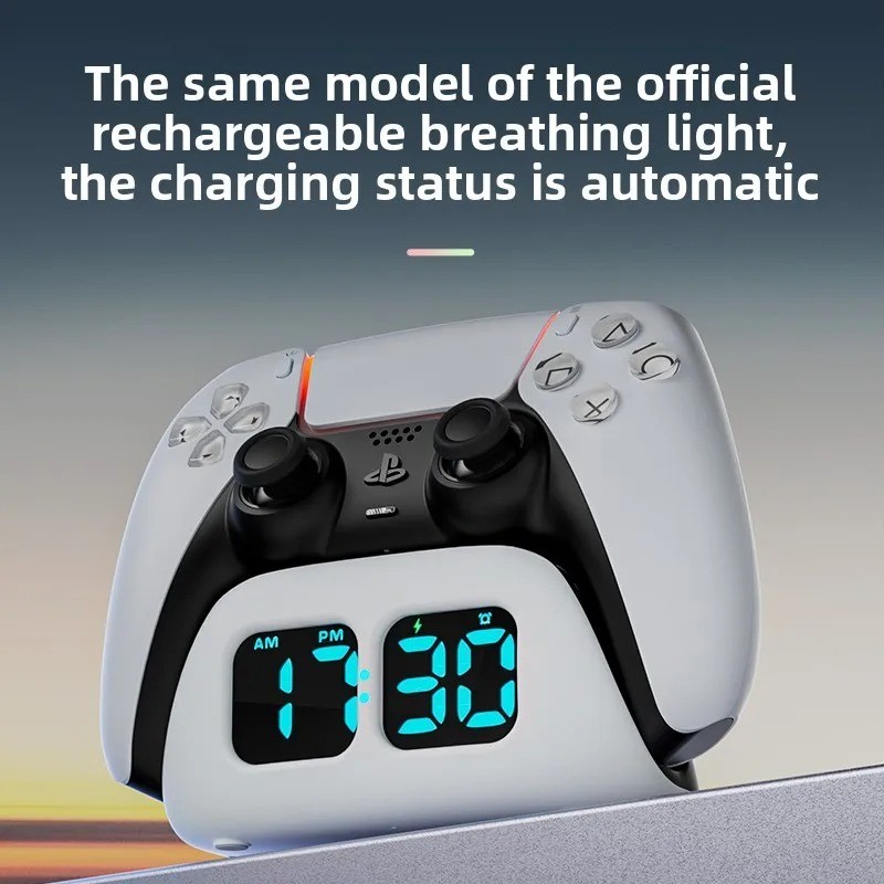 Wireless Fast Charging Dock LED Clock Base PS5 Dual Controller Lighting Stand US