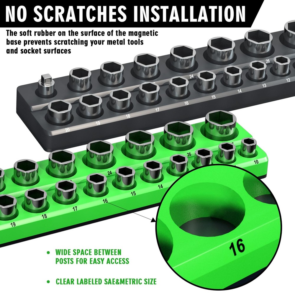 Magnetic Socket Organizer Holder Set For Tool Box Drawer Toolbox Organization In