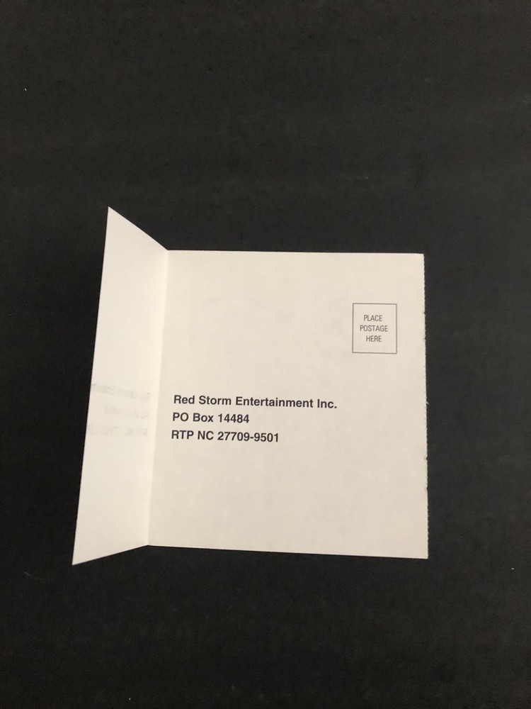 Red Storm Dreamcast Registration card Insert