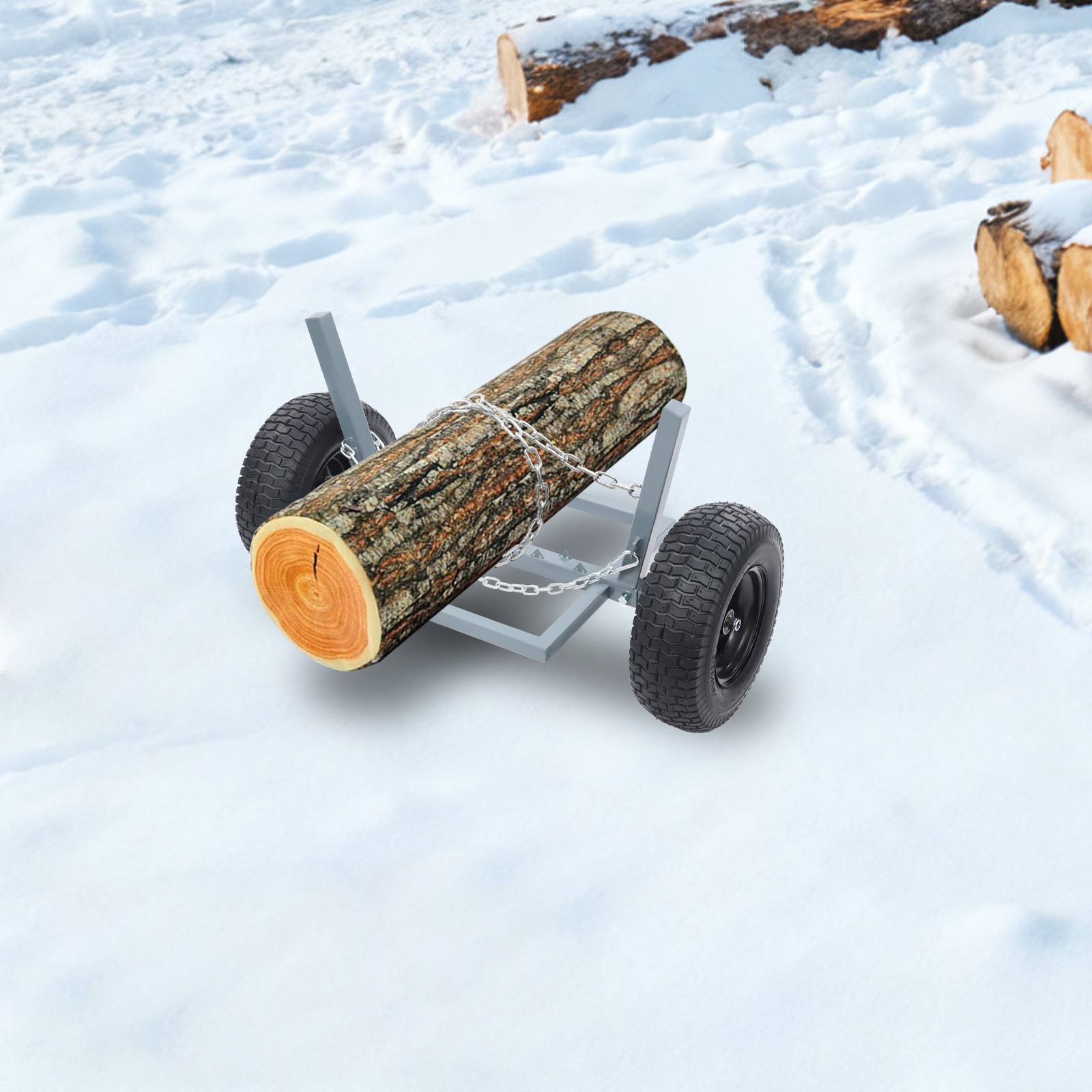 1500 LBS Capacity Log Skidder Heavy Duty Log Holder, Log Dolly with Chain Grey