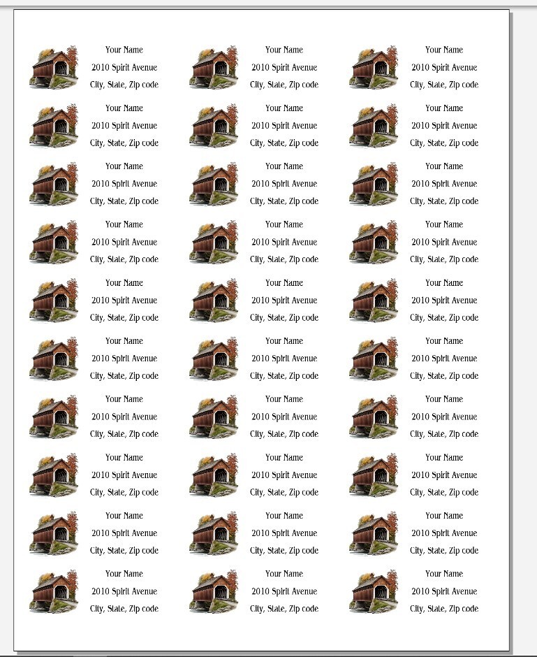 150 Covered Bridge #2 Mailing Return Address Labels Personalized