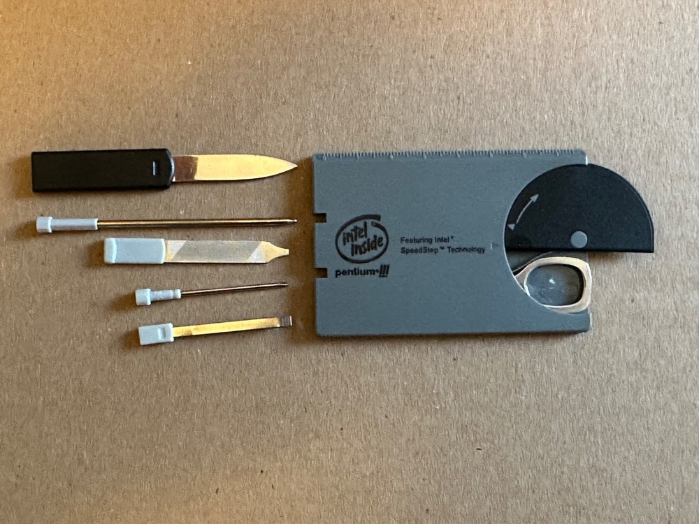 Vintage Intel Pentium III processor logo'd multi-tool card - NEW, old stock