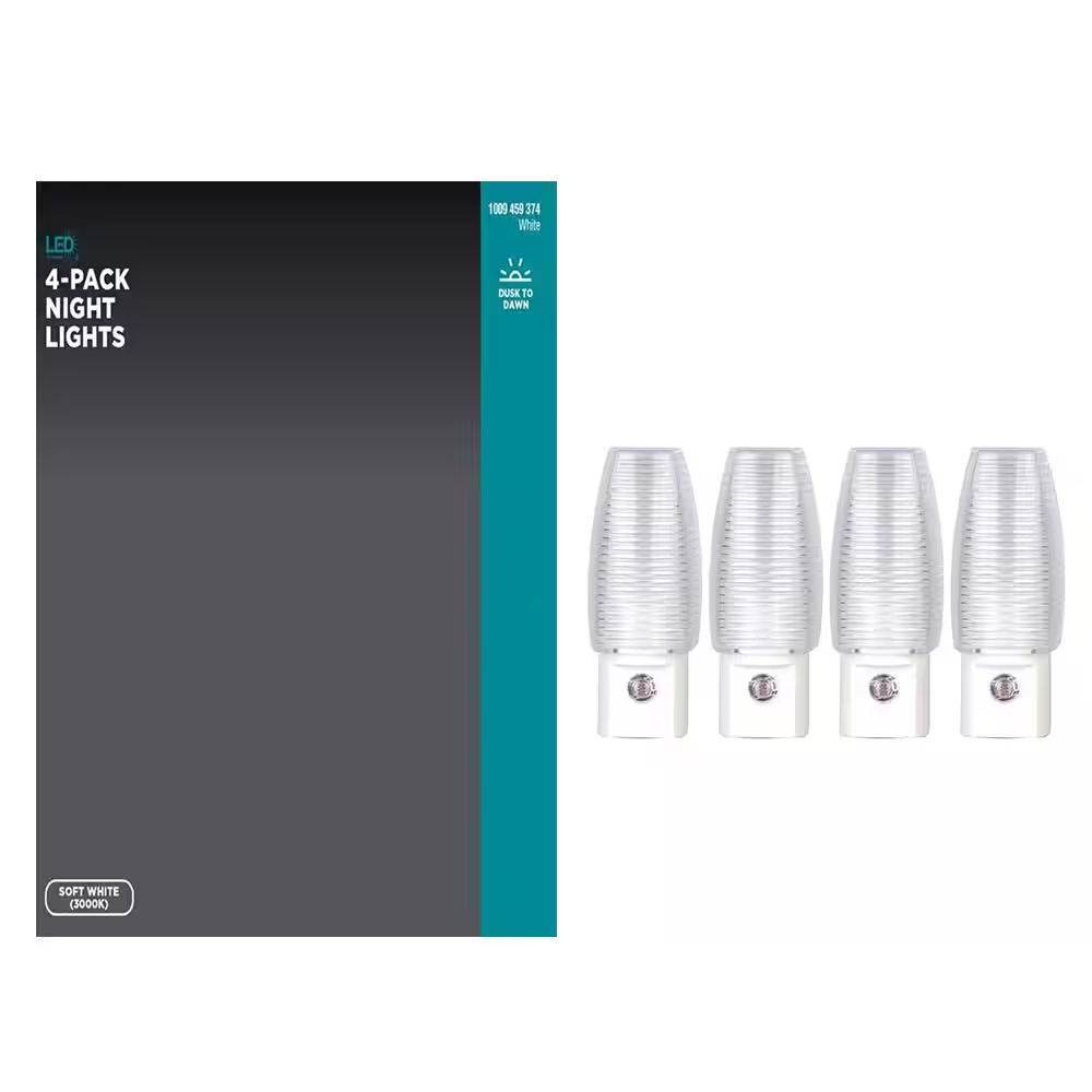 New 4 Pack White Automatic Sensor LED Night Lights - Standard USA PLUG