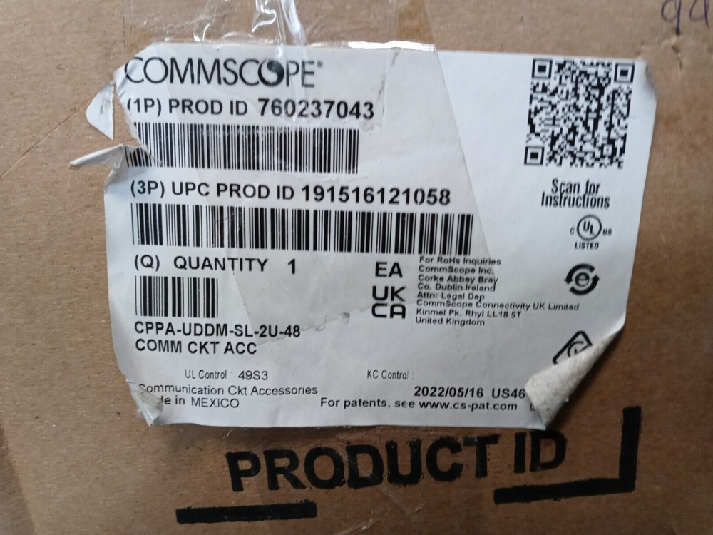 COMMSCOPE Angled Discrete Distribution Module Panel SL, UTP, 2U, 48 port