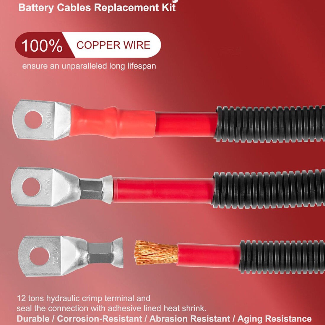 Battery Cables Kit for 2003-2007 Dodge RAM Gen-3 5.9L 24-Valve Cummins Diesel