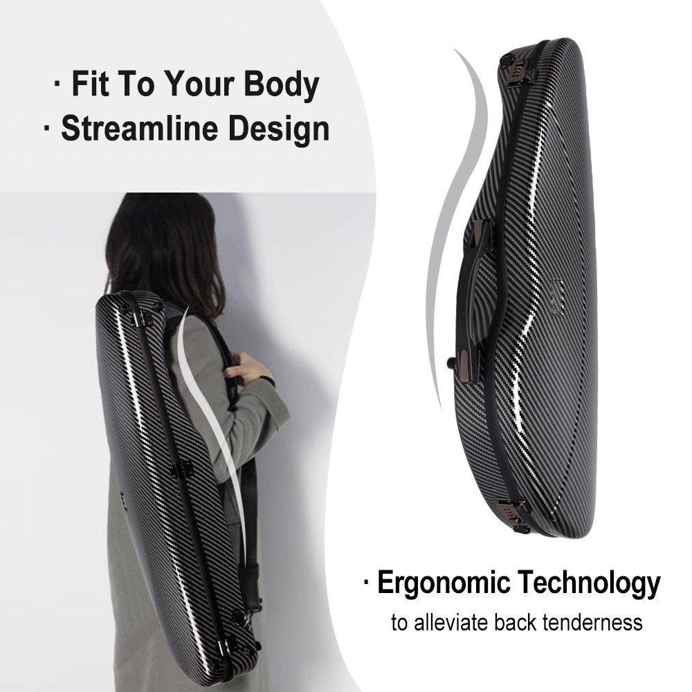 Carbon Fiber Violin Case 4/4 Lightweight Hard Shell with Code lock and Backstrap