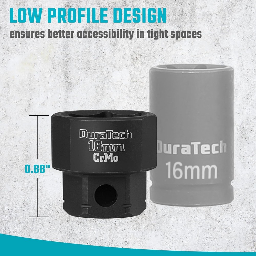 DURATECH 3/8" Drive Stubby Impact Socket Set, Low Profile Impact Sockets