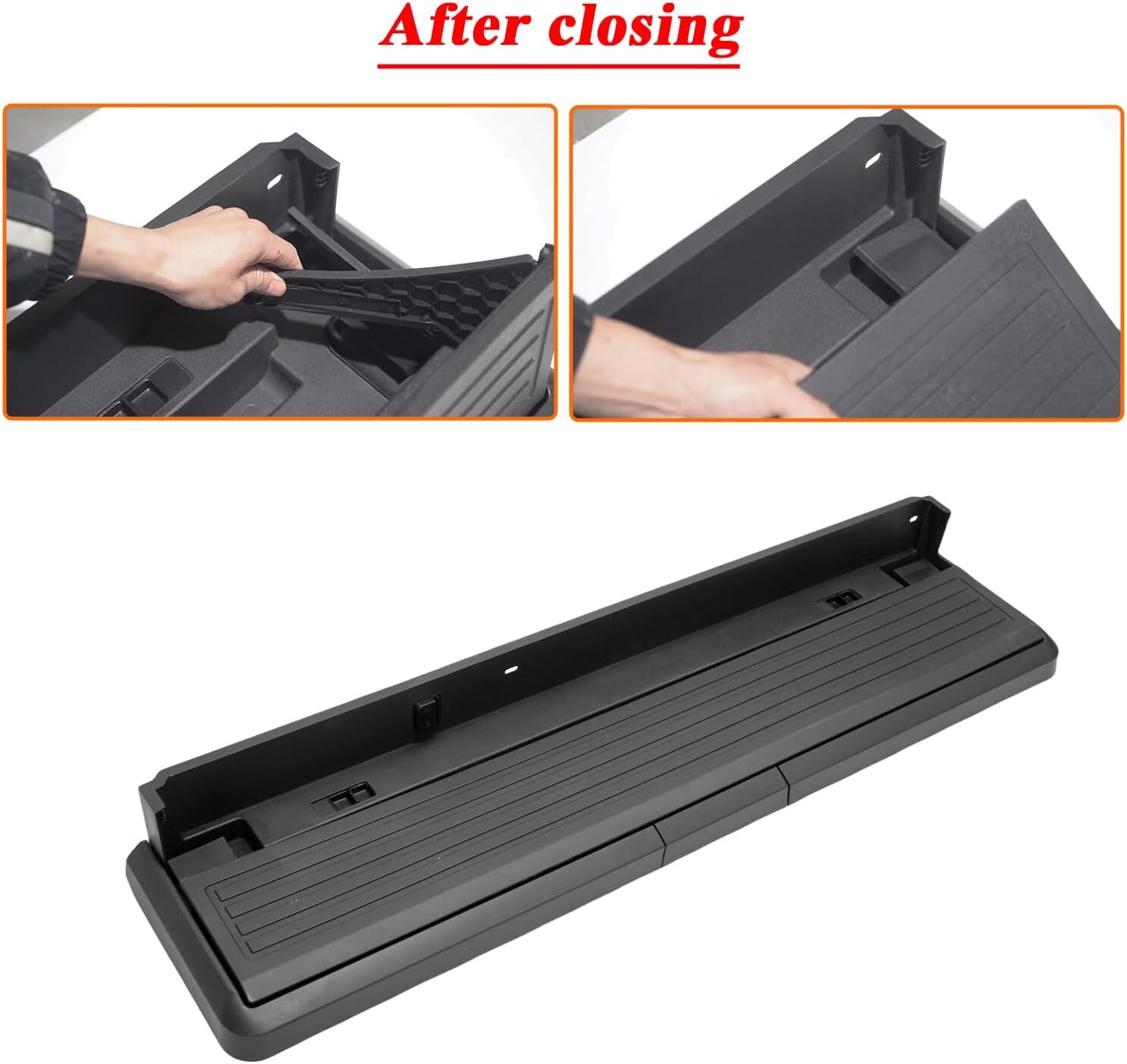 Upgraded Folding Under Rear Seat Storage Box for 2015-2024 Ford F150 Cargo Black