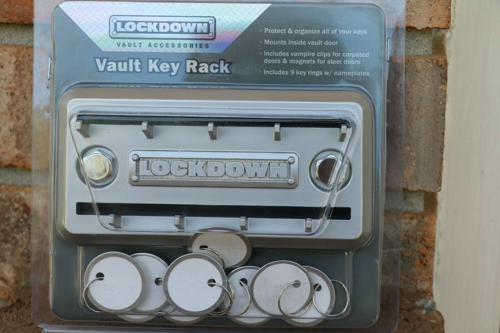 Lockdown Vault Gun Safe Key Rack Polymer Gray Includes Vampire clips & Magnets