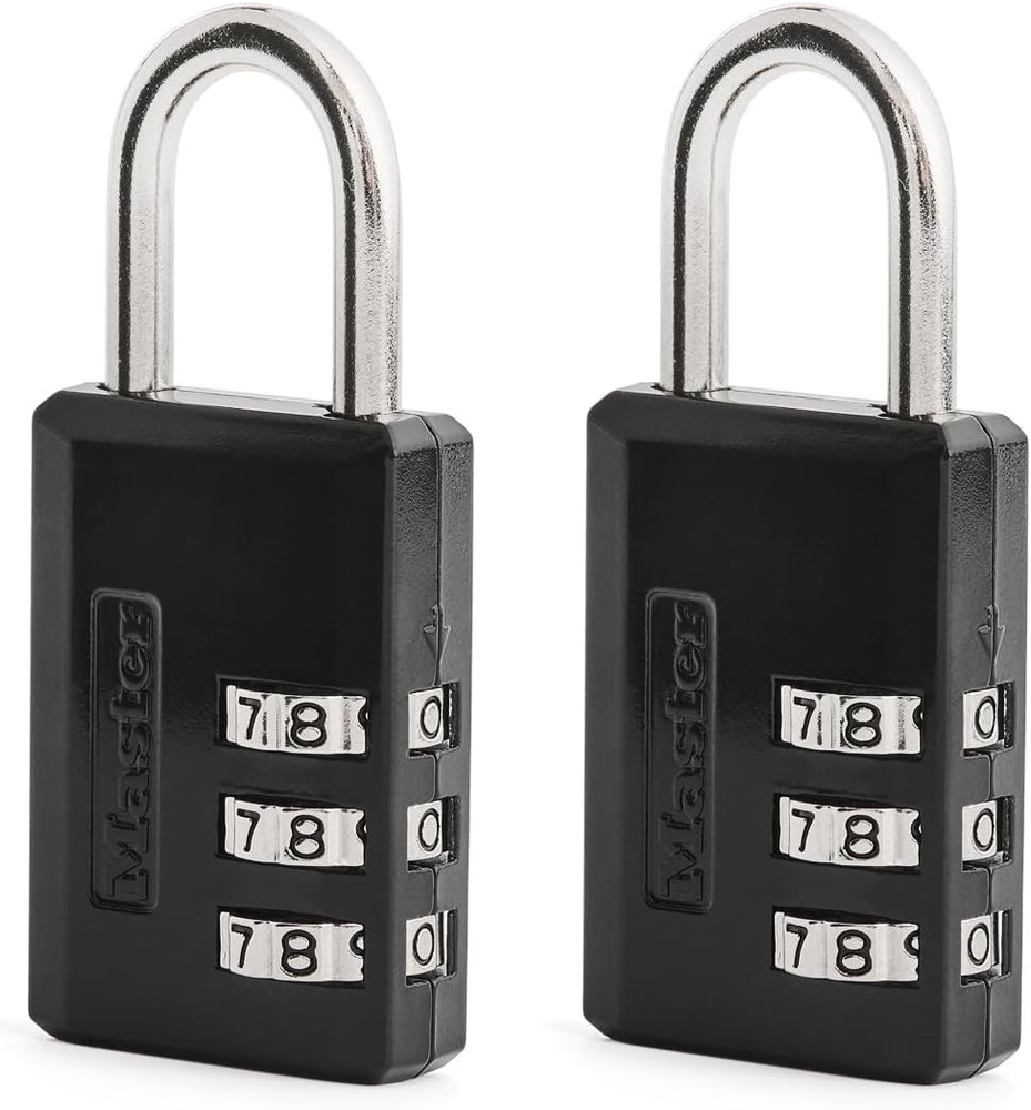 Black Combination Padlock, Indoor Gym Locker Lock with Customizable 3-Digit Code