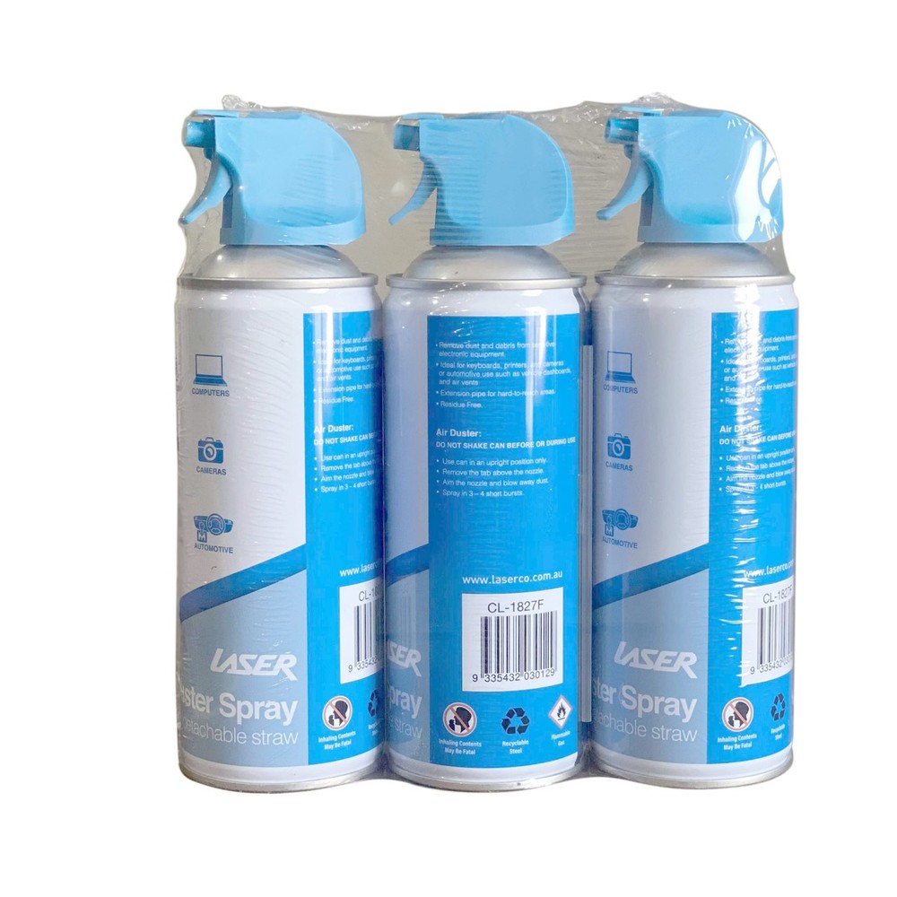Laser 400ml Compressed Air Duster Spray 3 Pack for Cleaning Electronics