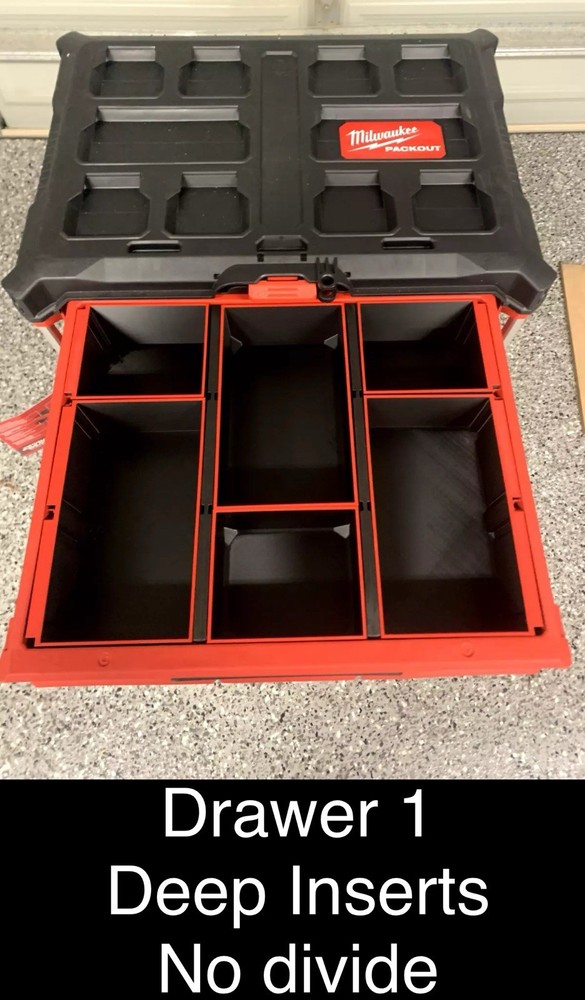3D Printed Milwaukee Packout 3 Draw Organizer Bins / Inserts / Stackable