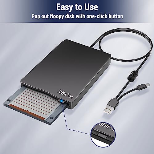 USB Floppy Drive External 3.5" USB & -C External Floppy Disk Drive Portable 1...