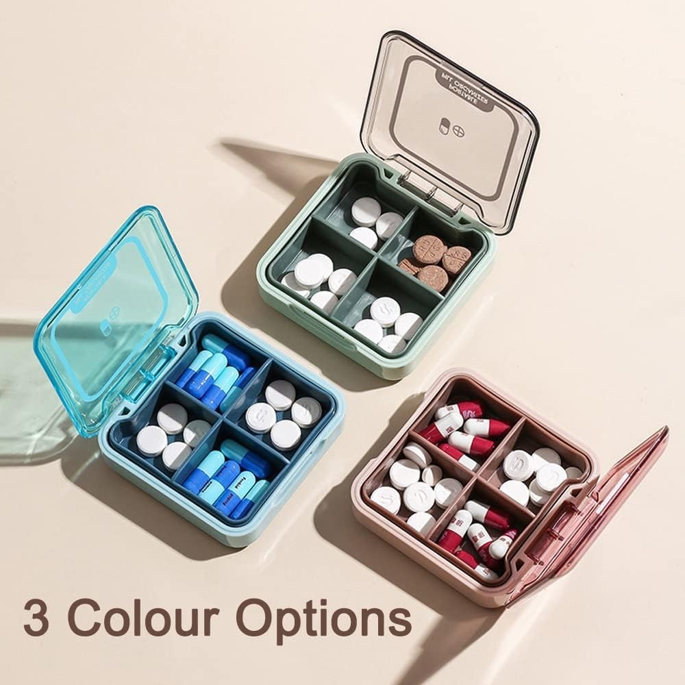 Compact Moistureproof Pill Case - 4 Separate Compartments for Organized Vitamins