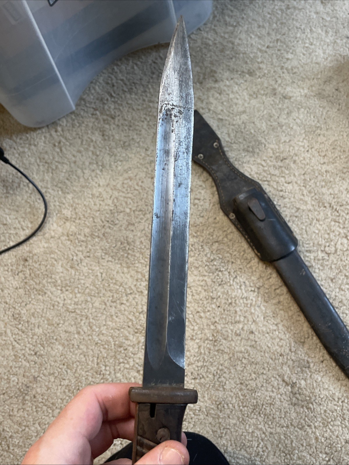 RARE Vintage World War 2 GERMAN K98 Matching Numbers Bayonet w/ Sheath & Frog