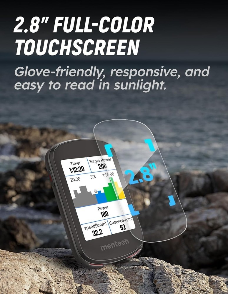 GPS Bike Computer, Bluetooth, Waterproof, Navigation, Training, Cycling Gift