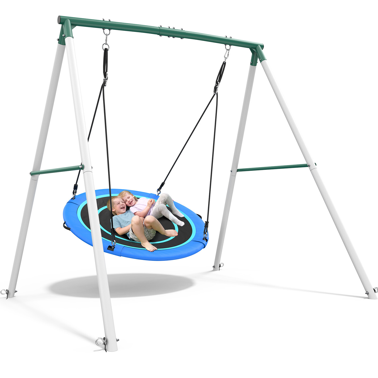 500lbs Metal Swing Set for Backyard Heavy Duty Frame with 50" Large Saucer Swing