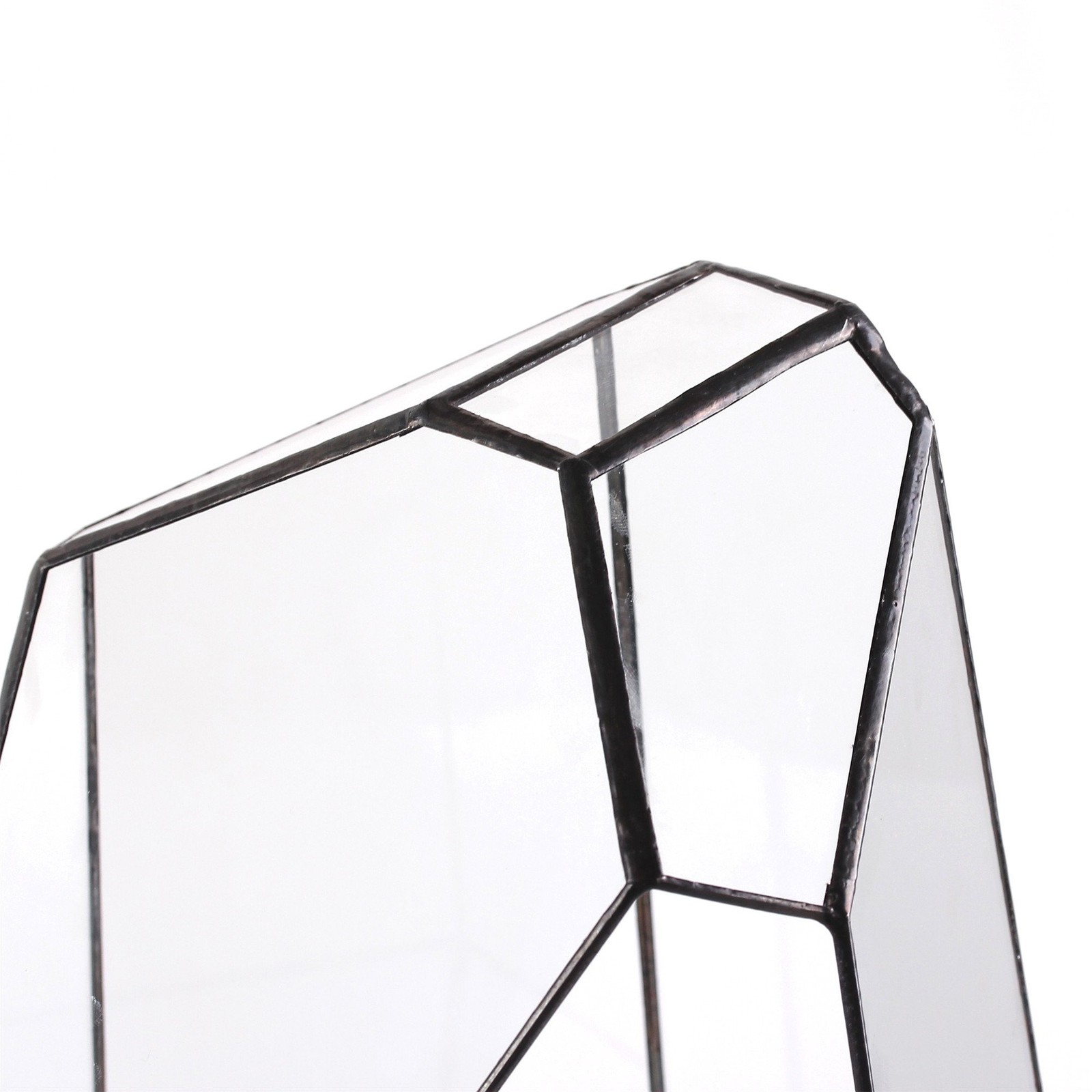 NCYP Large Geometric Terrarium - 16 Inches Tall Irregular 10.4"x9"x16", Black