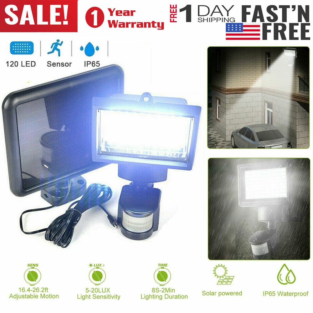 120 LED Solar Wall light PIR Motion Sensor Security Flood Lamp IP65 Waterproof