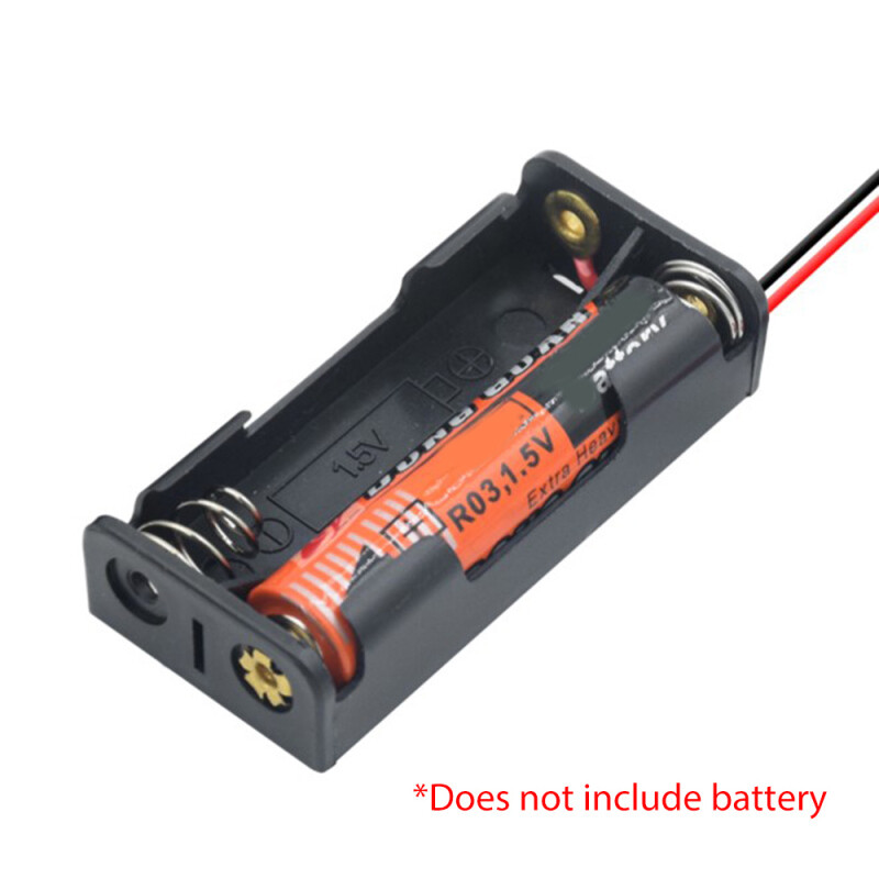 2x 2-AAA Slots Battery Spring Clip 3V Holder Case Plastic Storage Box + Wires