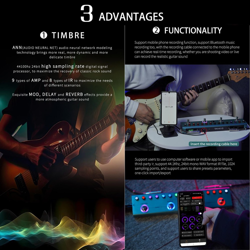 M-VAVE Tank-G Multi-Effects Processor Guitar Multi-Effects Pedal With 36 Presets