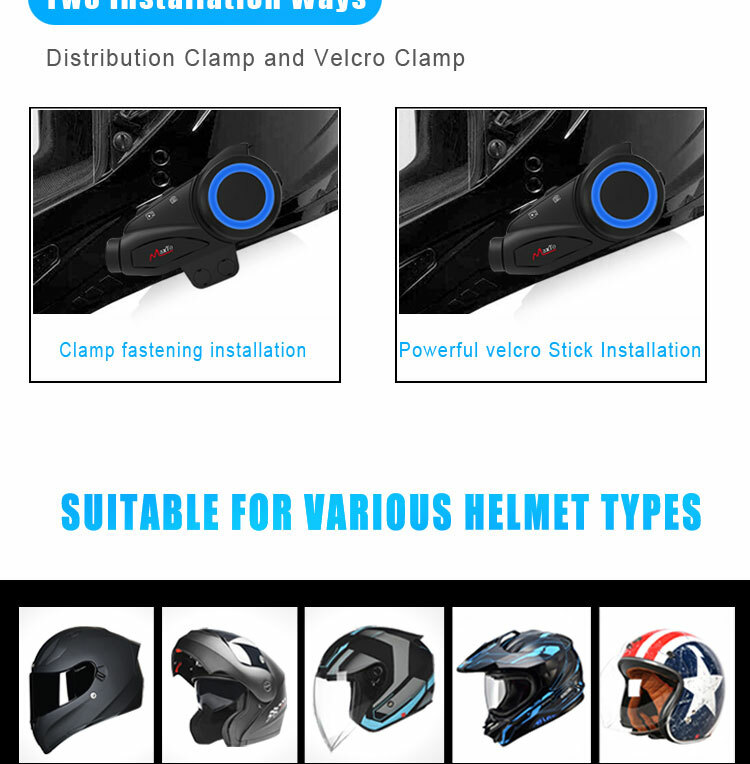 Bluetooth Motorcycle Intercom Headset Communication Camera Helmet Kit 6 Rider