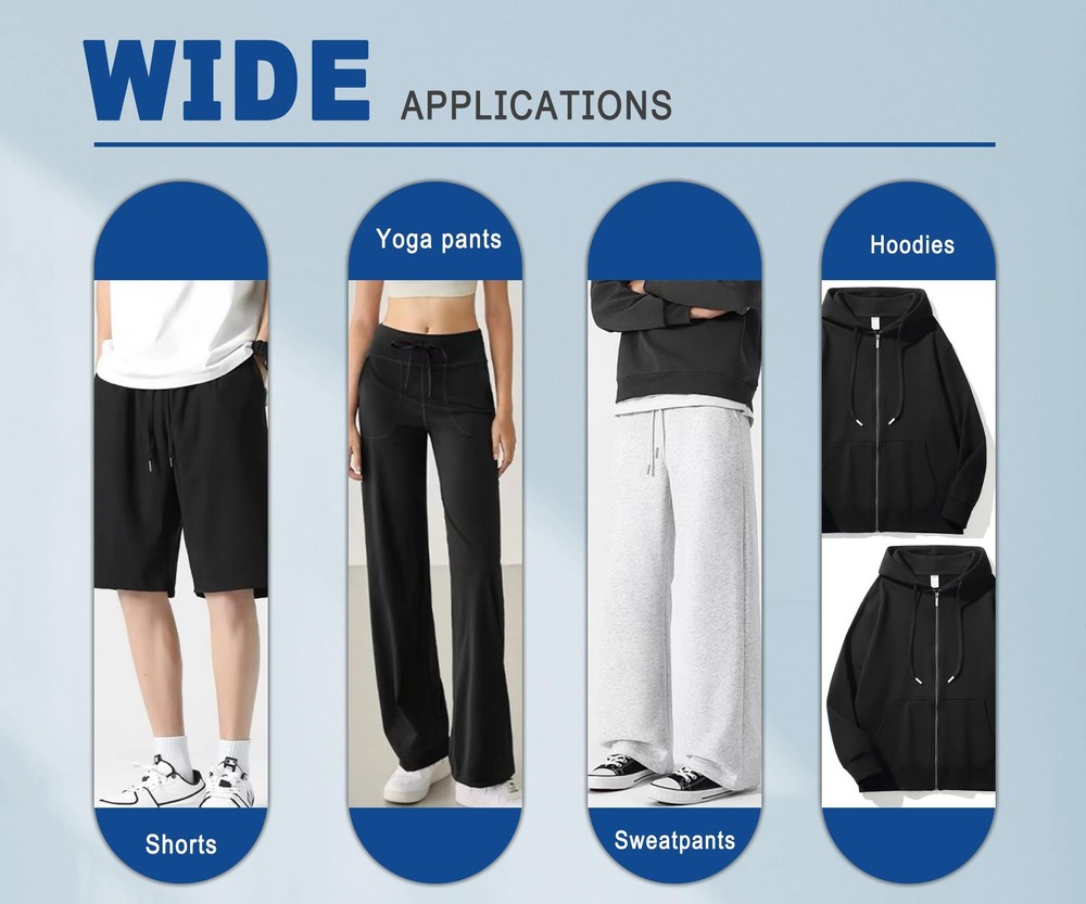 3/8" x 55" Flat Drawstring Cord with Easy Threader Black/White/Gray