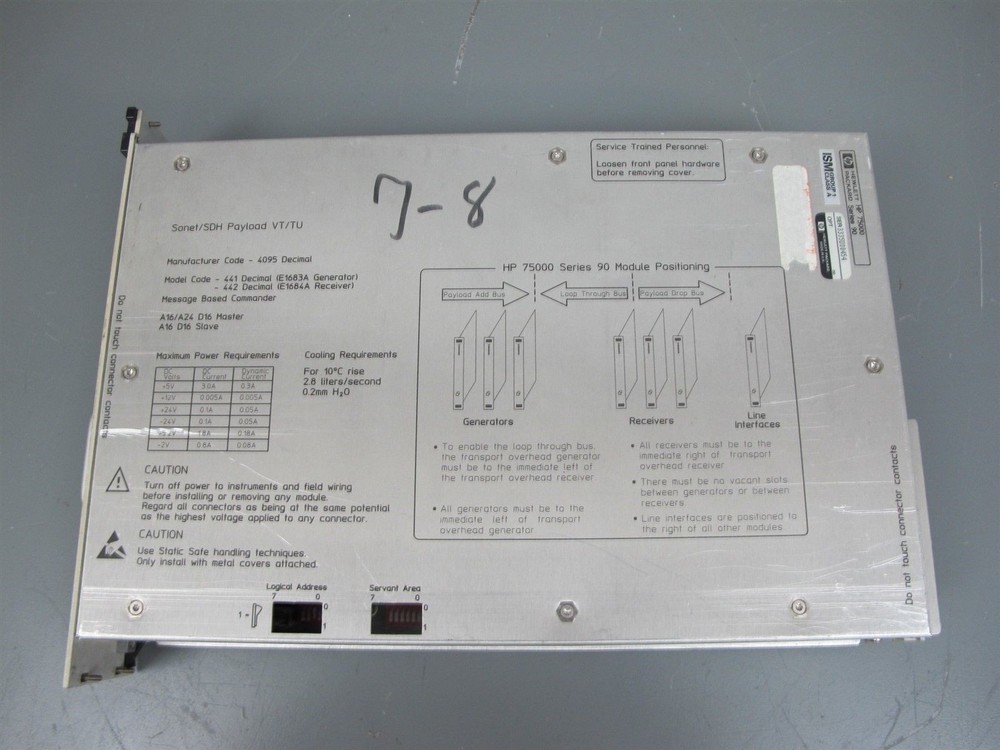 Hewlett Packard HP E1684A Sonet/SDH Payload VT/TU Receiver VXI Module