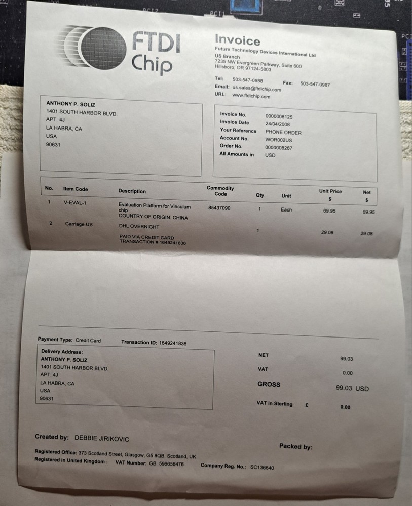 VINCULUM FTDI EVAL KIT