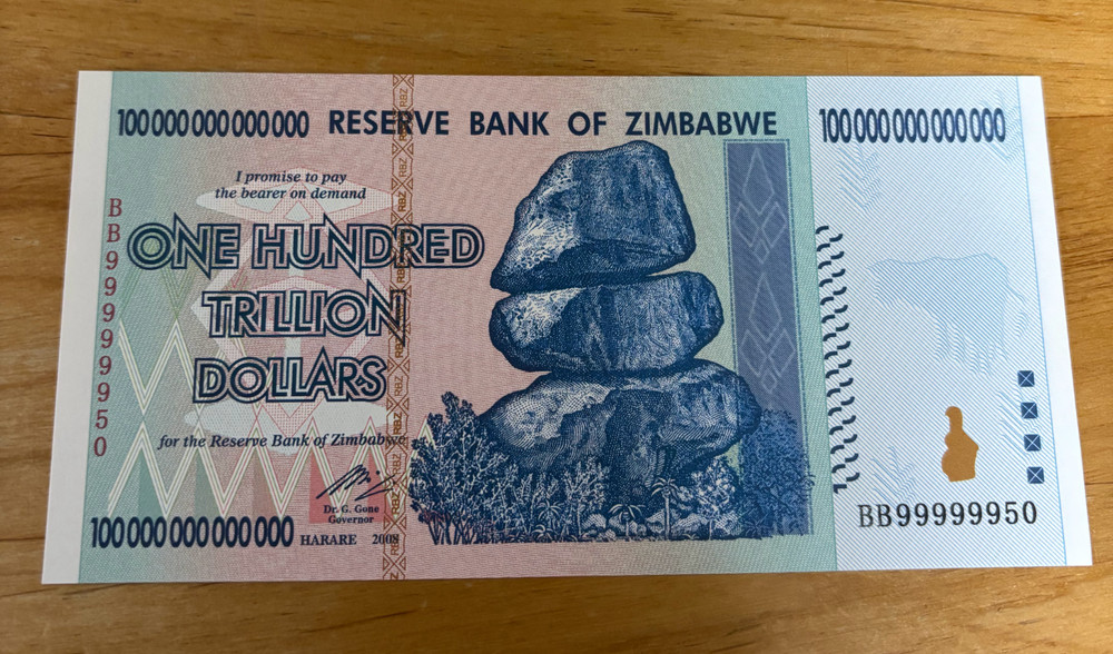 Zimbabwe 100 trillion note (gift) 1 PCS, UNC