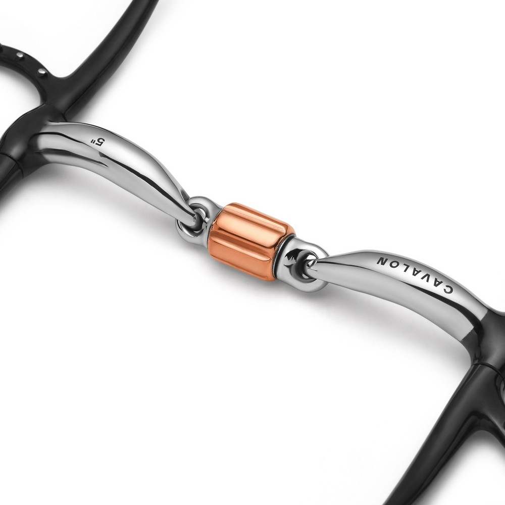 Cavalon Full Cheek 3-Piece Cricket Roller Silver Dotted Snaffle Bit