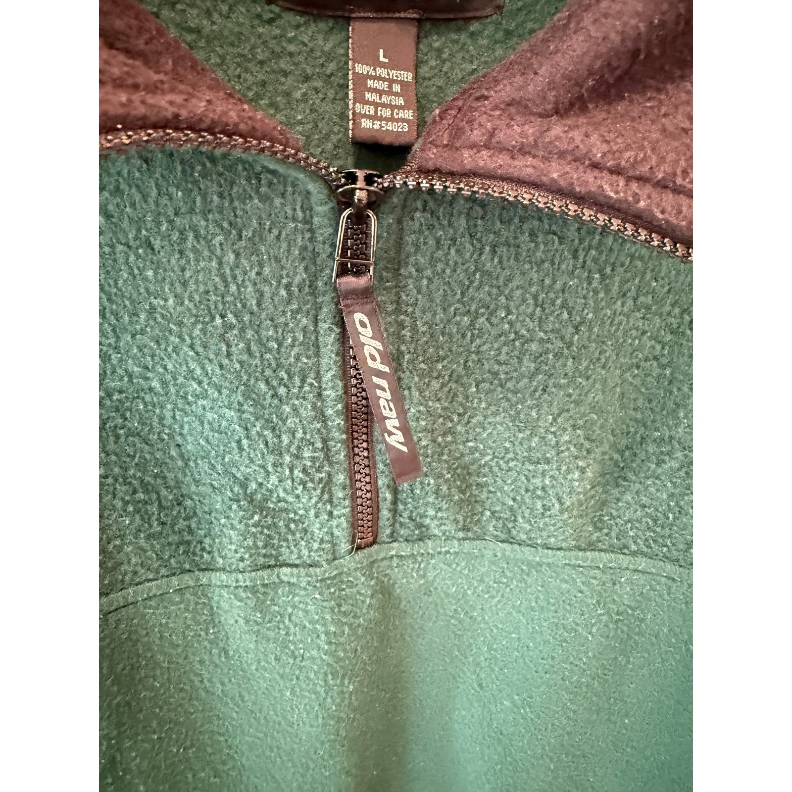 Vintage Y2K Old Navy Mens Fleece Quarter Zip Pullover Green Outdoor Casual Top L