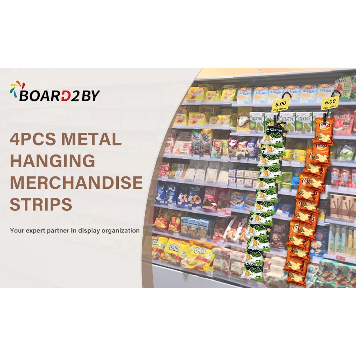 Hanging Merchandise Strips With Hooks Chip Display Rack Stands Potato Bag Holder