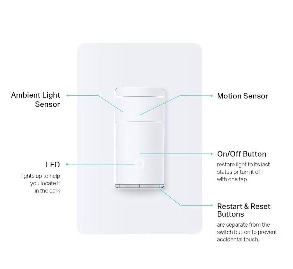 Smart Home Motion Sensor Light Switch, 2-Pack, Compatible with Alexa & Google