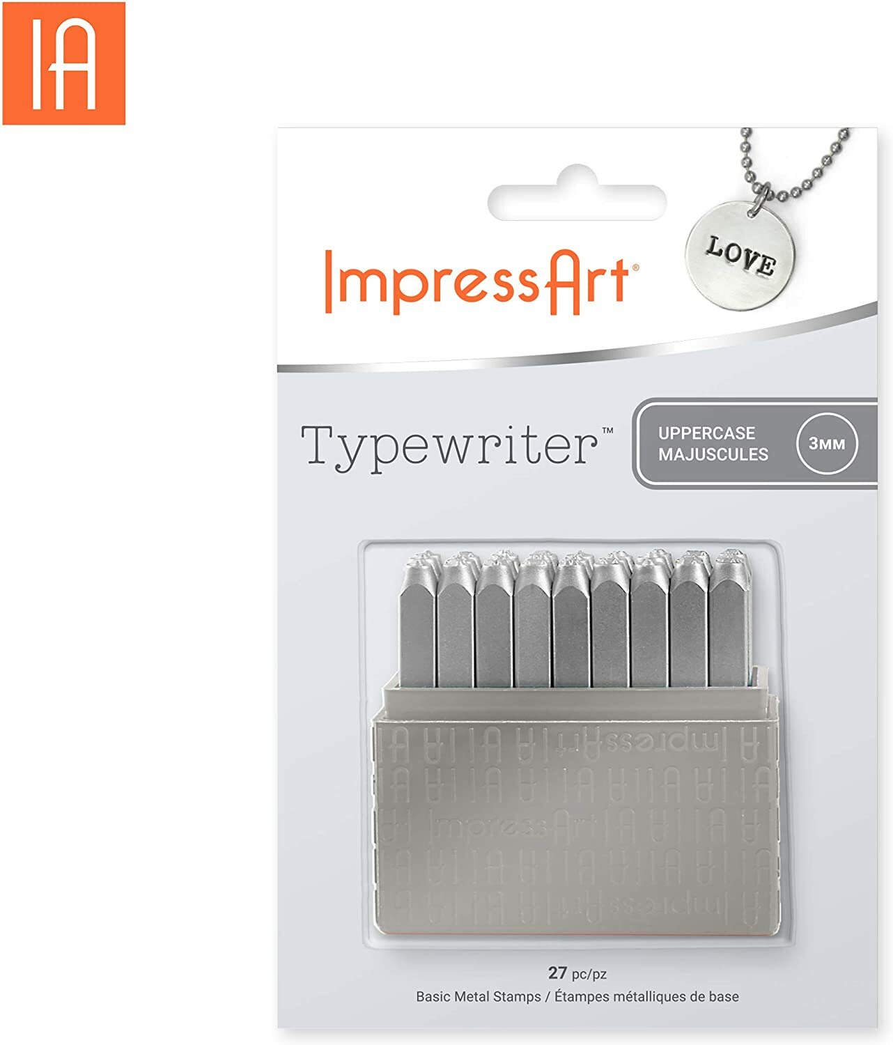 ImpressArt - Typewriter Font Metal Letter Stamps, 3mm Uppercase [Damaged box]