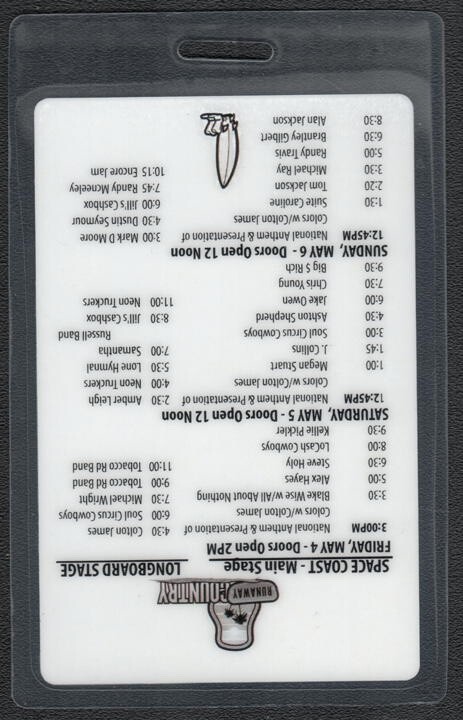 Runaway Country Pass - 2012 Laminated Event Pass