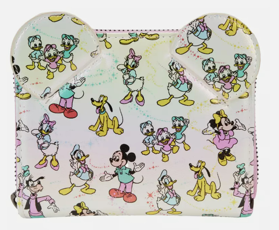 Loungefly Zip Around Wallet Mickey & Friends All Over Print Iridescent Minnie