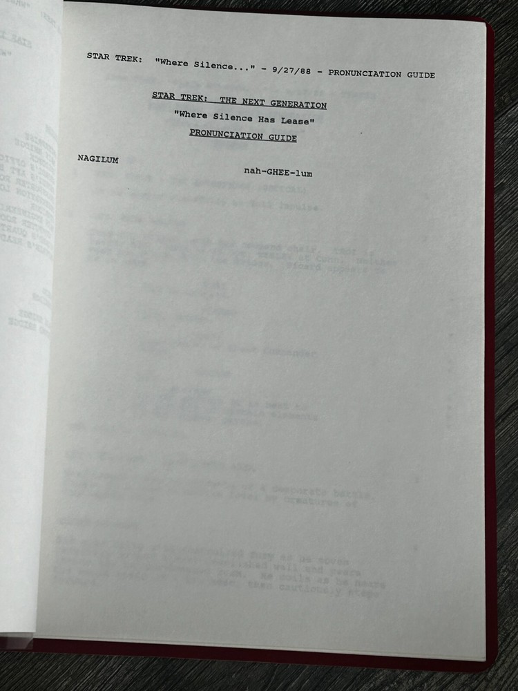 STAR TREK Script The Next Generation Where Silence Has Lease Revised Final Draft
