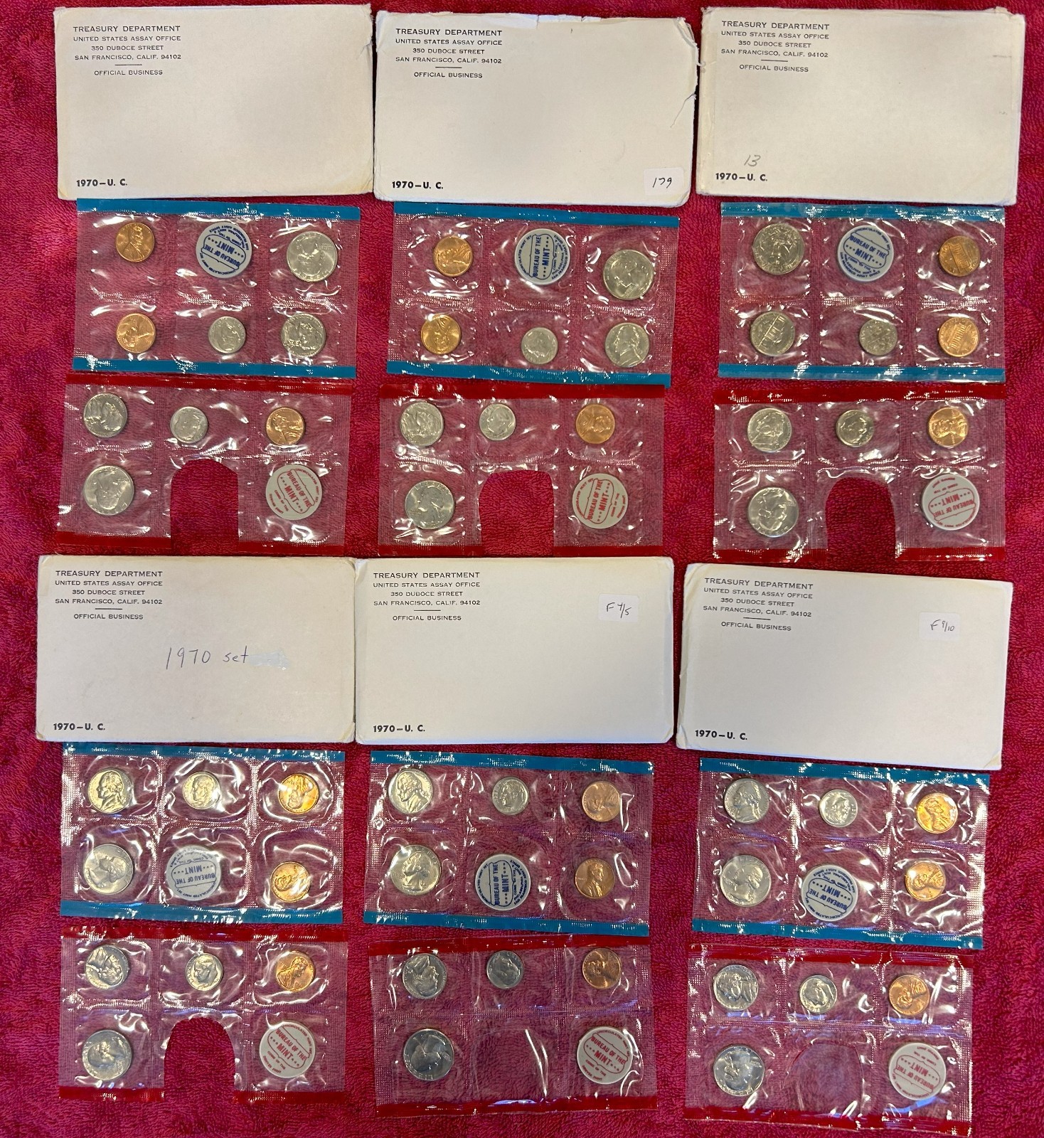 1970 Partial US Uncirculated Mint Sets (6)