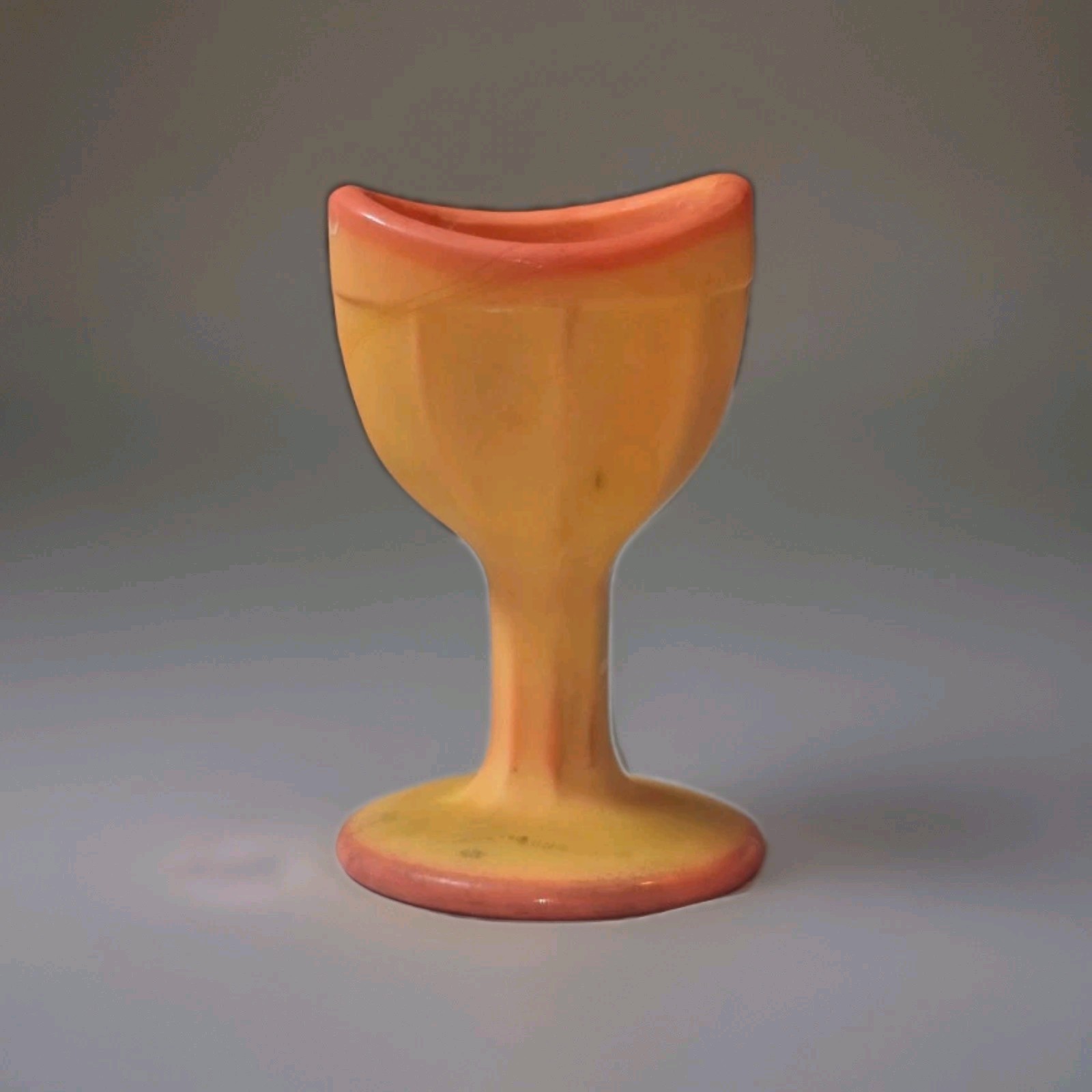 VINTAGE UV REACTIVE SLAG Glass ORANGE SWIRL Ribbed Design Eye Wash Cup by ROSSO