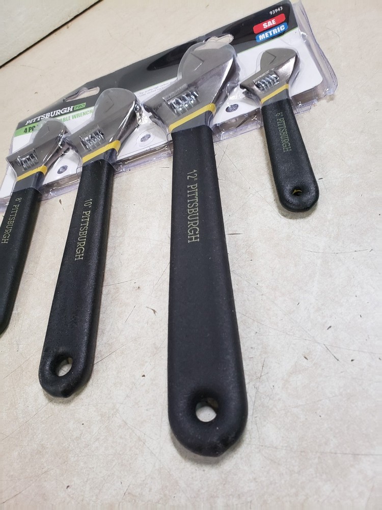 PITTSBURGH Adjustable Laser-Etched Wrench Set, 4-Piece