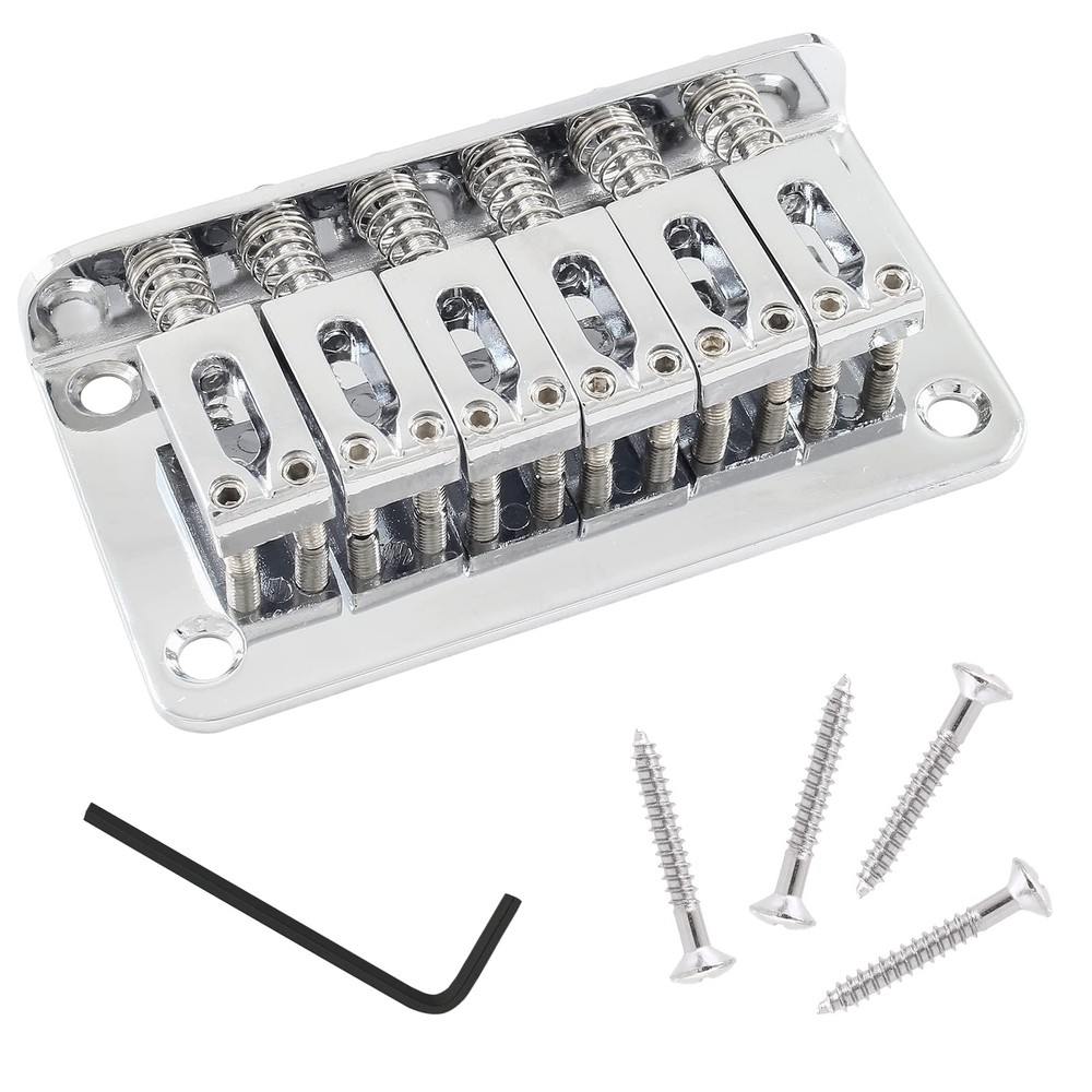 HARSKIYER Silver Adjustable 6 String Guitar Bridge, Metal 6 string, silver