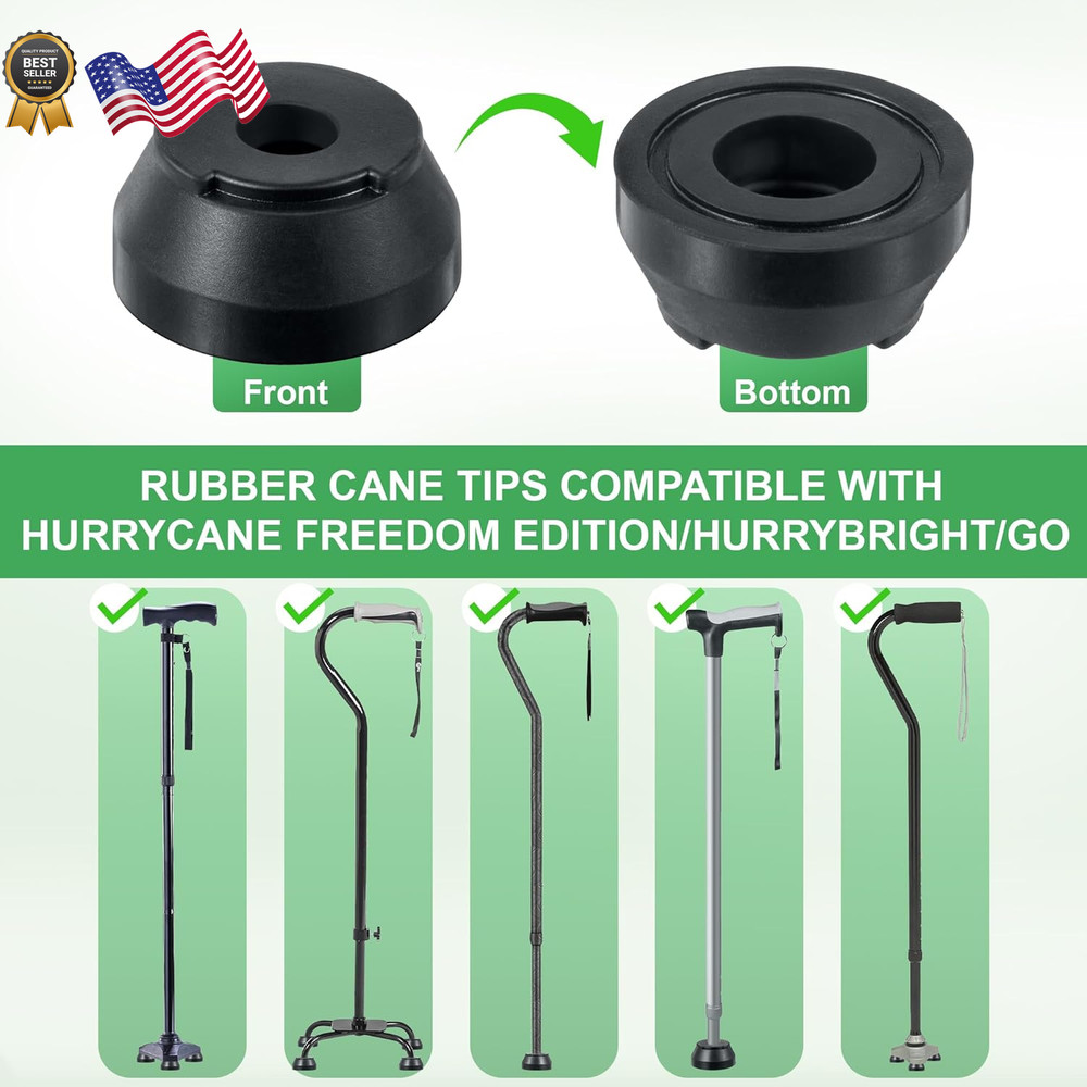 Cane Feet Compatible with Hurrycane Replacement Rubber Feet Replacement 6 Pack