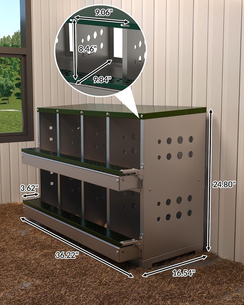 Metal Chicken Nesting Box for Laying Eggs Rustproof Wall-mountable Laying Boxes